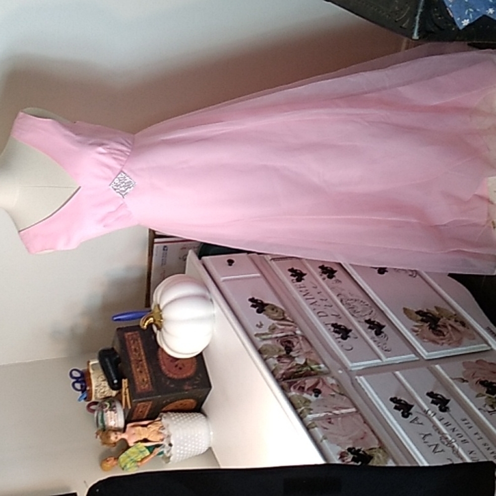 Vintage 1970s Ilgwu Made In Usa Pink Prom Bridesmaid Wedding Dress